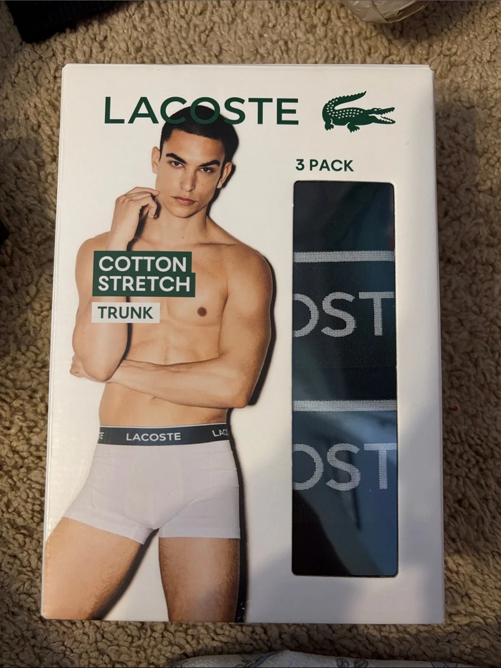 Lacoste Men's Cotton Stretch Trunk Pack in White and Black
